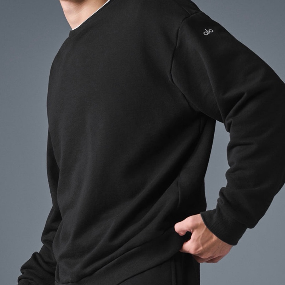 Men’s Size Large ALO Yoga Chill Black Crewneck Activewear Athlesuire Workout